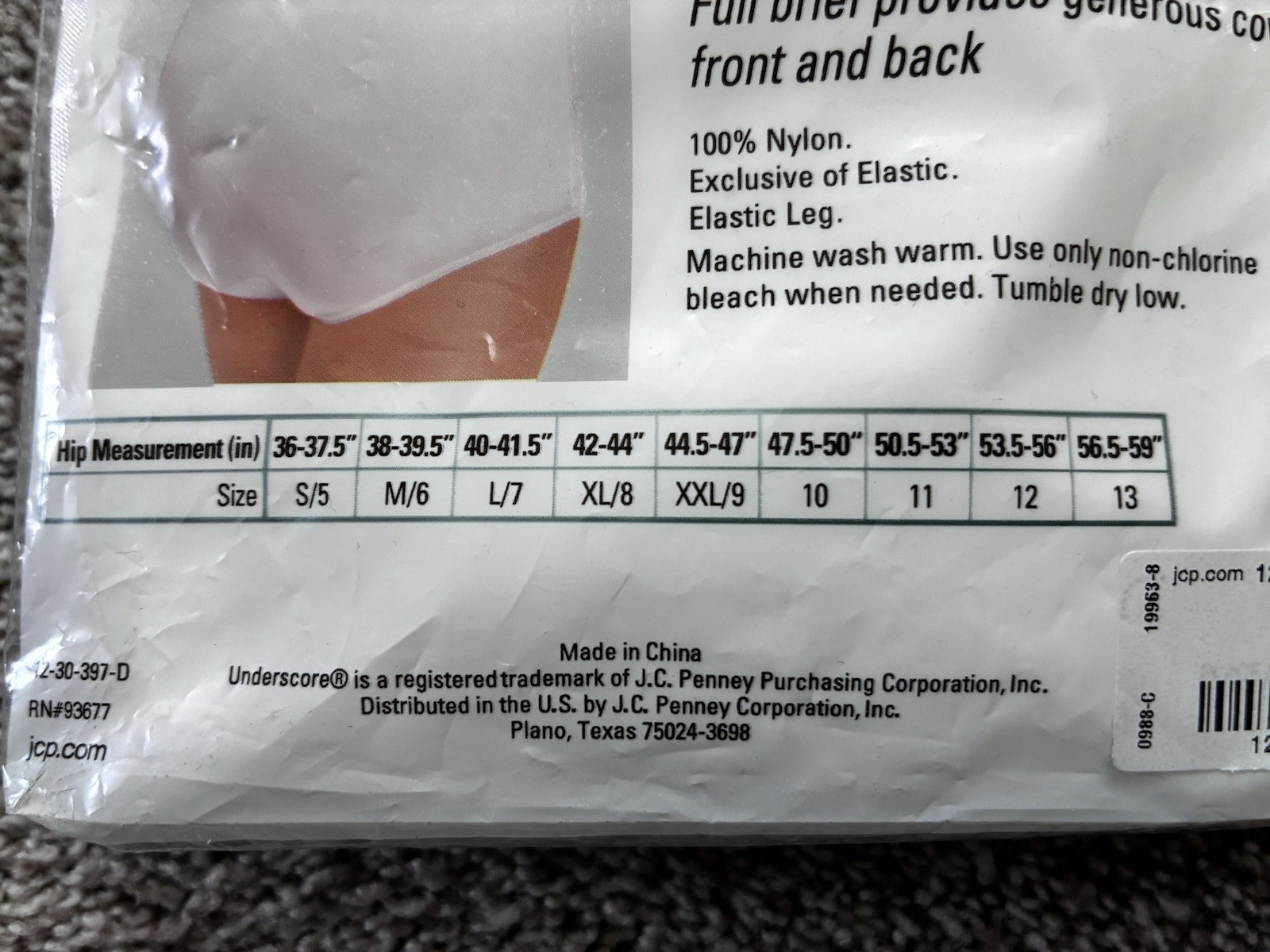 Vtg Underscore Women White Nylon Briefs 3 Pack Size S/5 Full Coverage High Waist