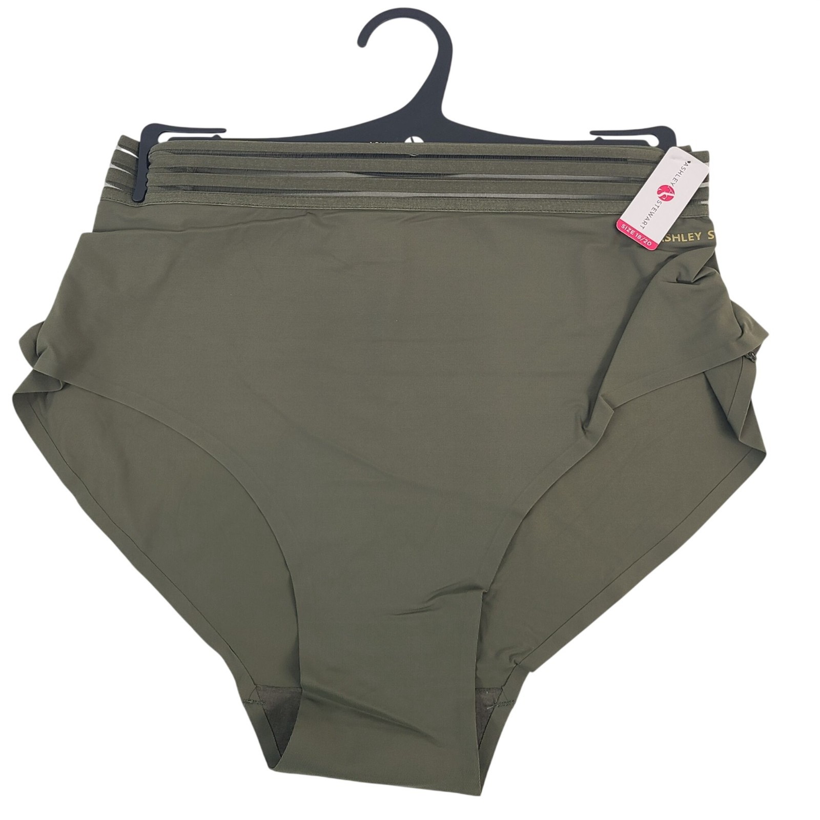 NEW Ashley Stewart Olive High-Waist Brief Panty Size 18/20 Nylon Blend