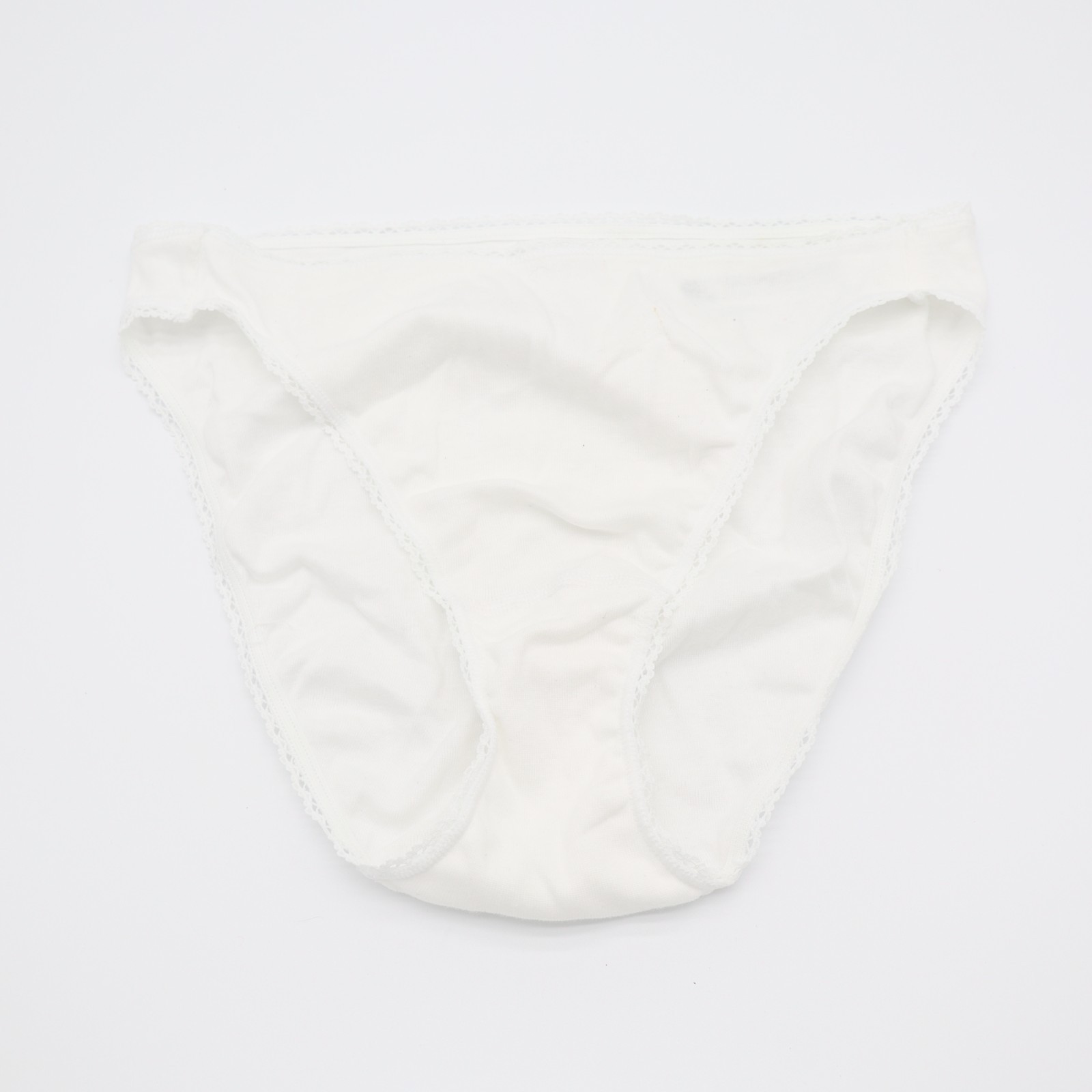 Charter Club Intimates Panties Womens Large White Cotton Lace Trim High Cut