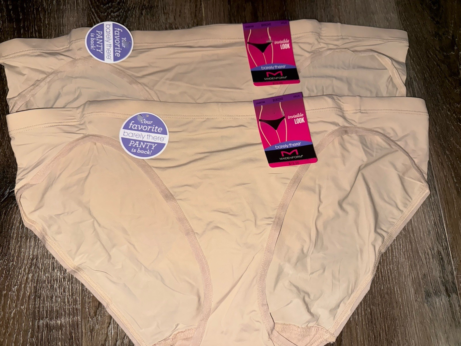 Maidenform 2-Pair Womens Bikini Underwear Nylon Blend Barely There ~ 2XL/9