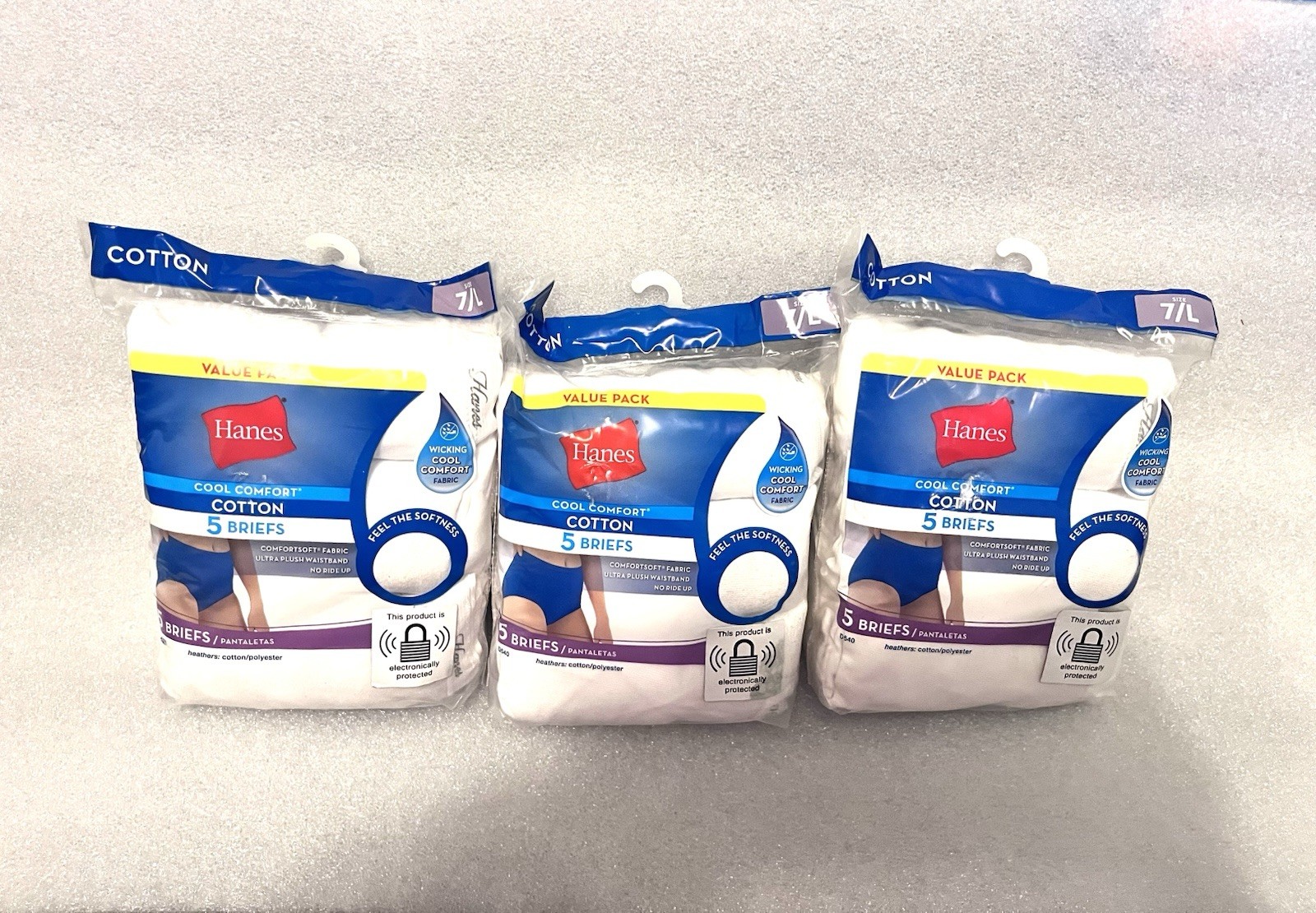 NEW 3 Sets (5 Pr per Pkg)-HANES Underwear-Womens 7/L-Cool Comfort Cotton=15 pr