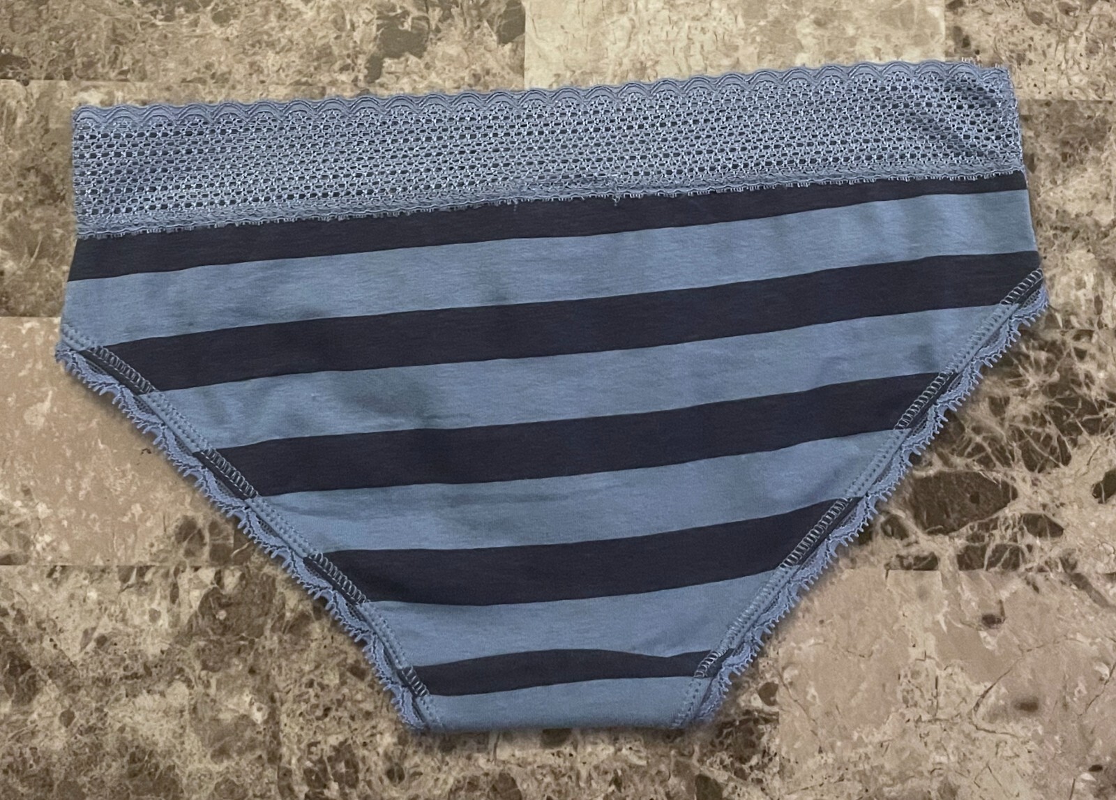 NWT AEROPOSTALE AERO XS BLUE STRIPE FOOTBALL LACE VINTAGE RARE HIPSTER PANTIES