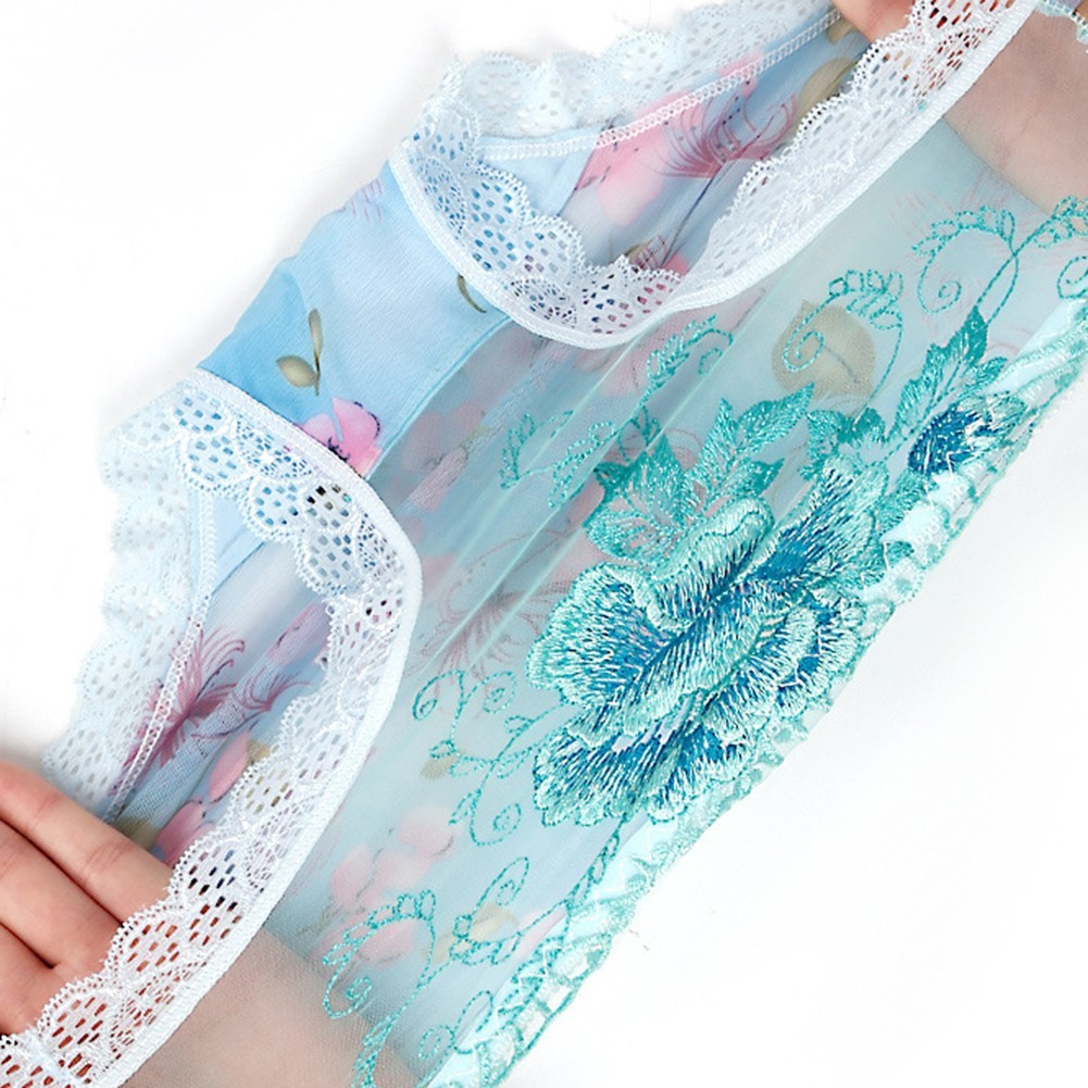 15) Embroidery Floral Lace Panties Transparent Mesh Underwear for Girls
