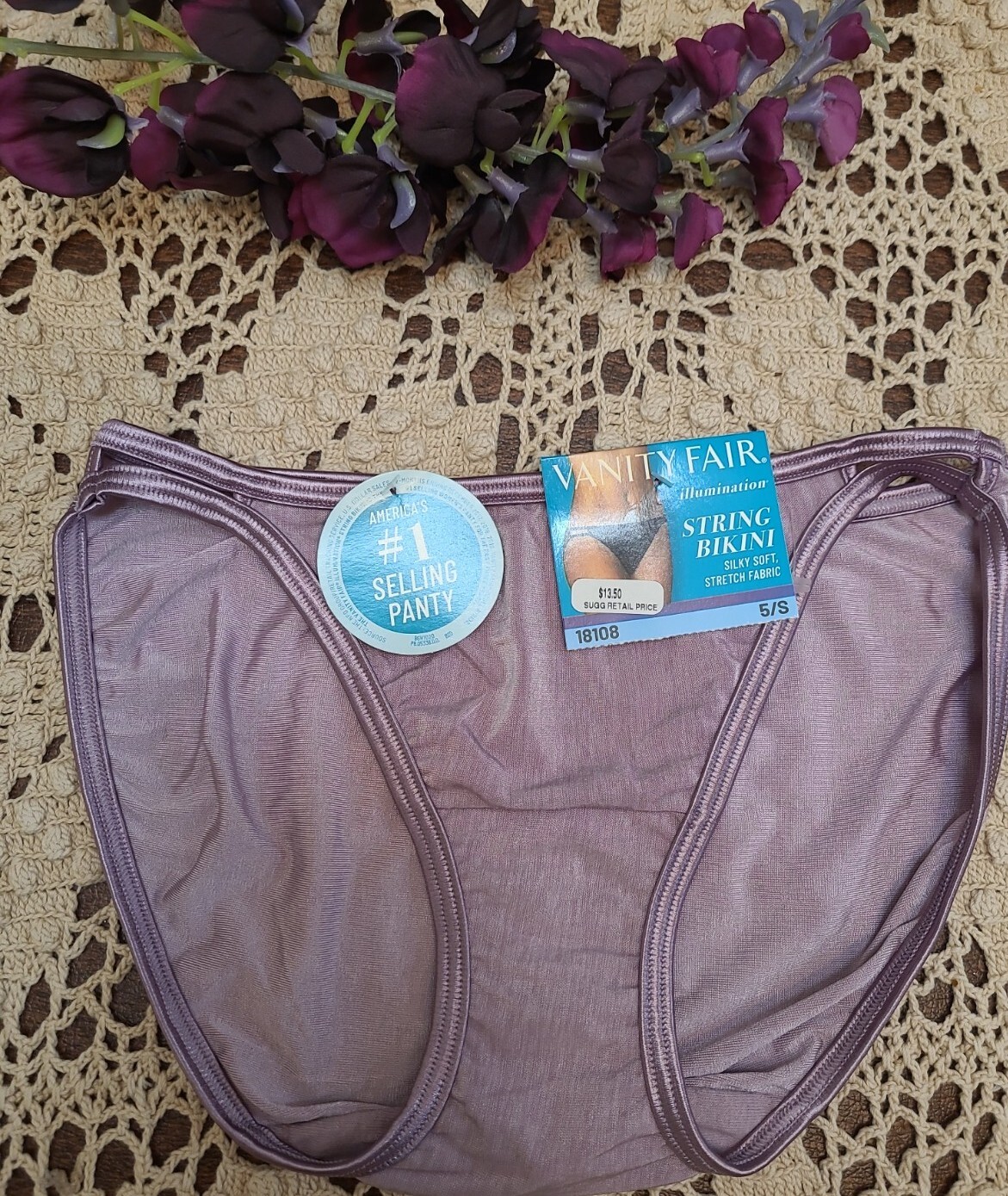 5/S VANITY FAIR ILLUMINATION Purple Slinky SeXy String Bikini 18108 ~ NWT