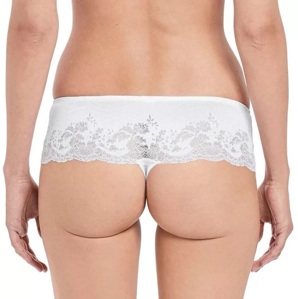 Wacoal Lace Affair Brazilian Brief S 10 White Tanga Thong Knickers 845256 New