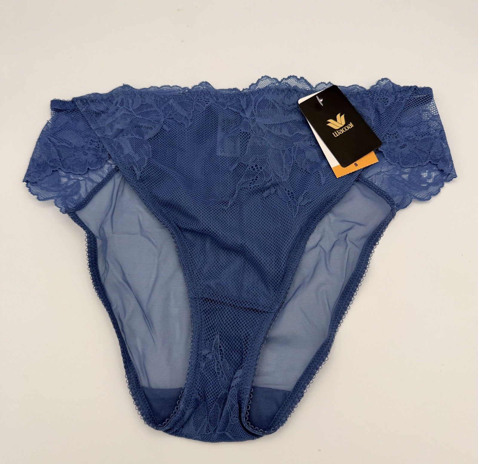 Wacoal Vivid Attraction Lace Mesh Back Full Coverage Hi-Cut Brief Panty, SMALL