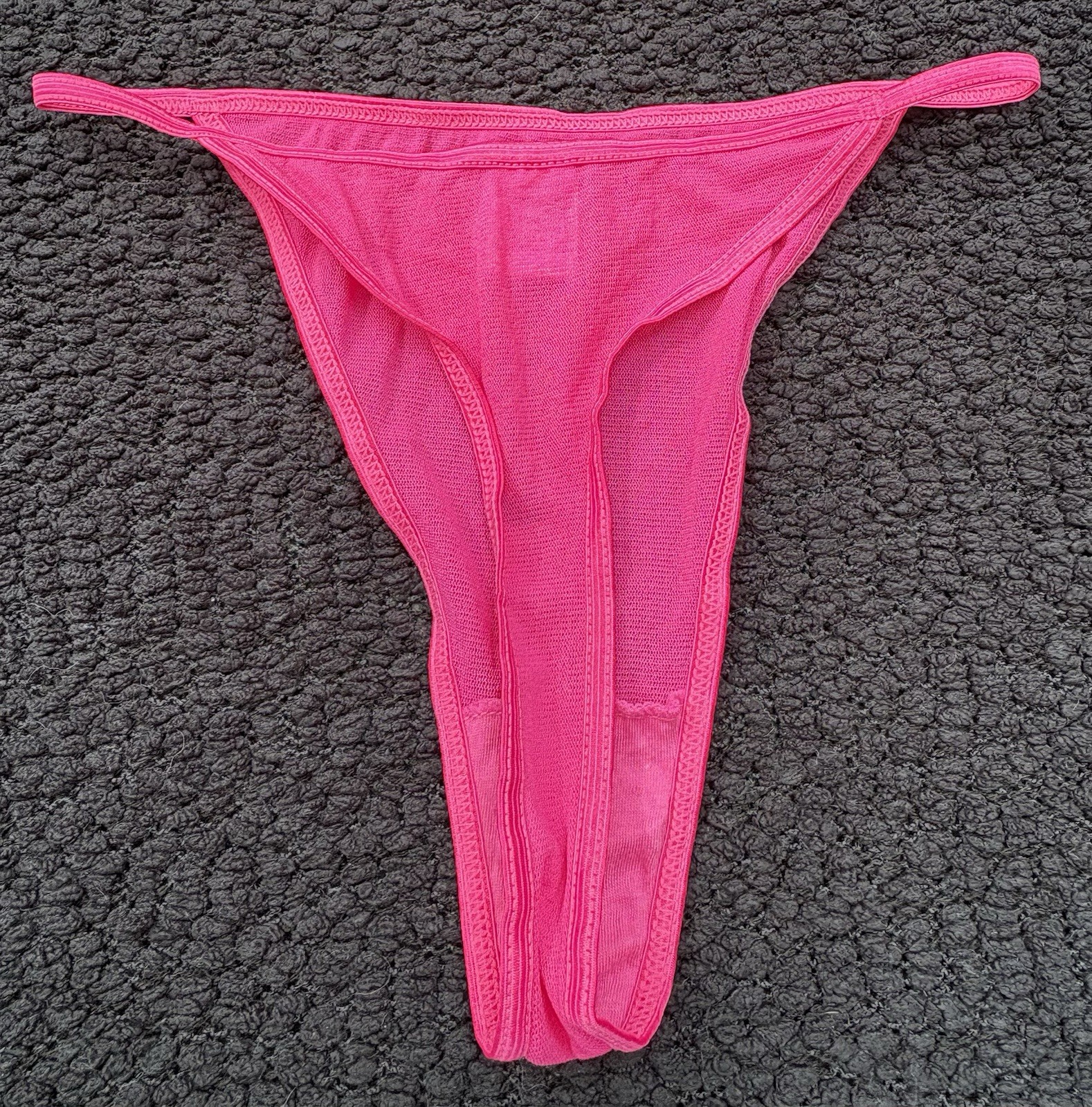Van Mar Y2K Fuchsia Thong String Bikini Mesh 7 L 80’s Panty Underwear Vintage