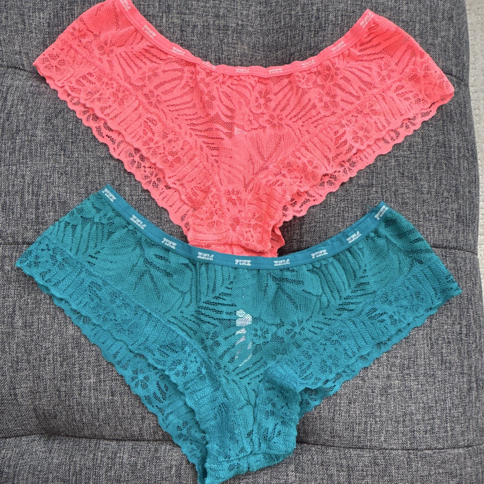 Victoria’s Secret 2-Pack Lace Floral Stretch Boyshort Panties, Pink/Teal S