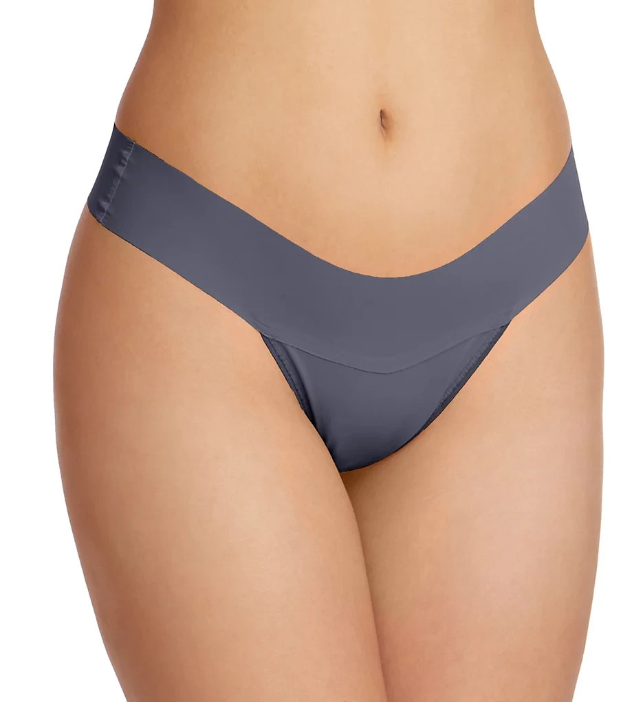 HANKY PANKY BREATHE SOFT NATURAL RISE THONG PANTY #6J1661B, BLUE, LARGE, NWT $23