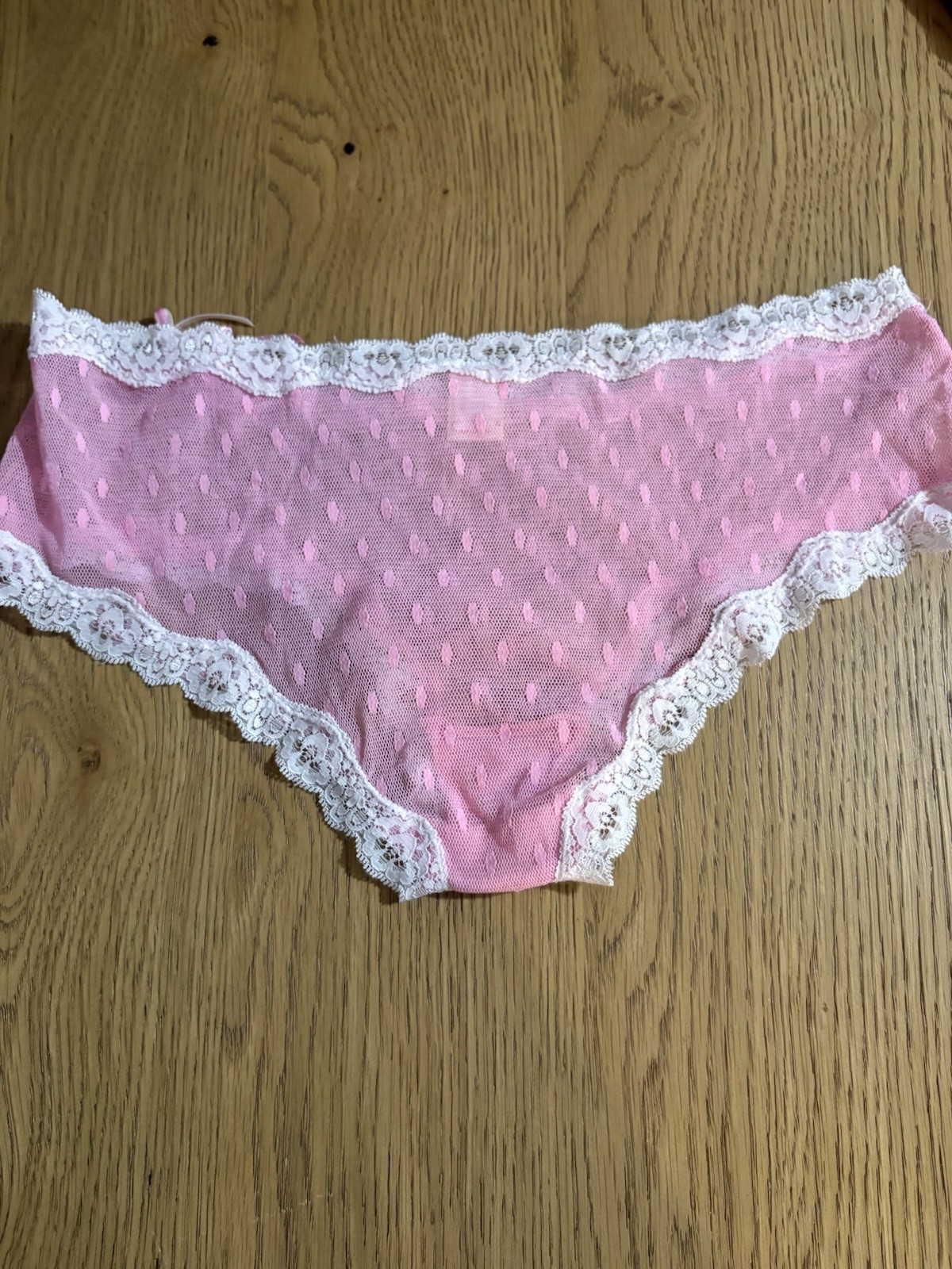 Candies Y2K Pink and White Lace Panties Large Size