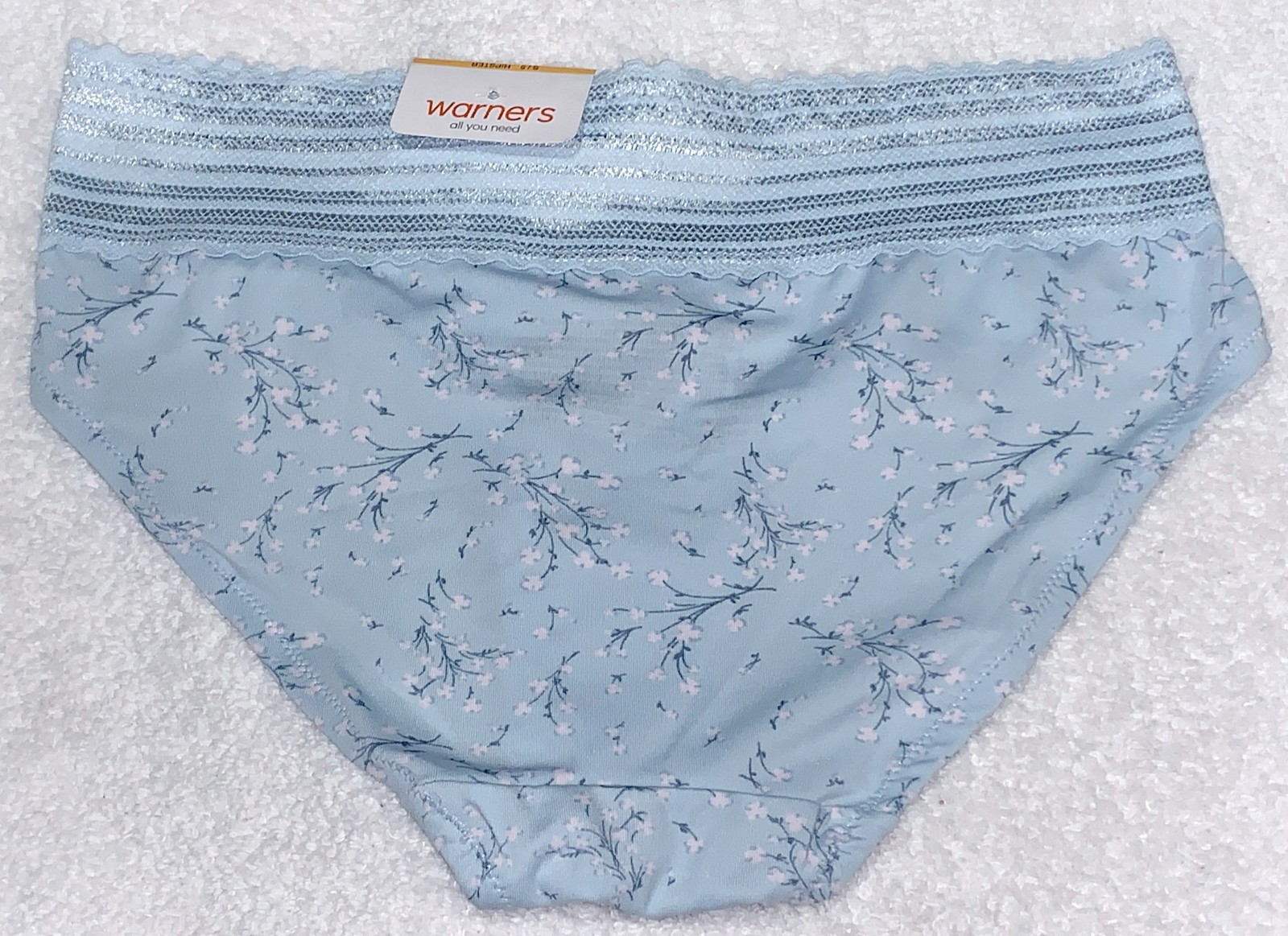 WARNERS No Pinching No Problems Lace Baby Blue Floral Hipster Panty Womens S 5