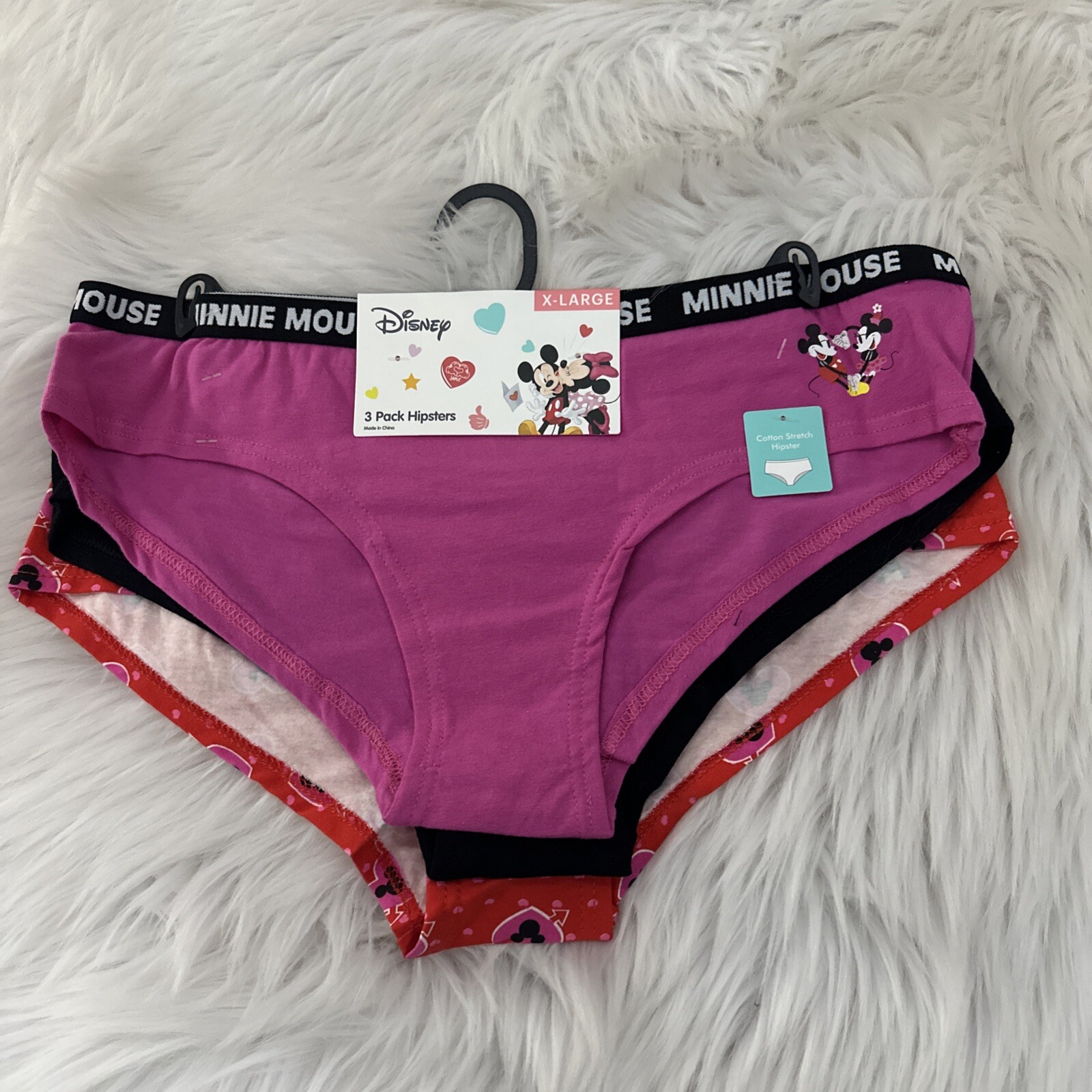 Disney Mickey Minnie three pack hipster underwear X-Large NWT valentine red