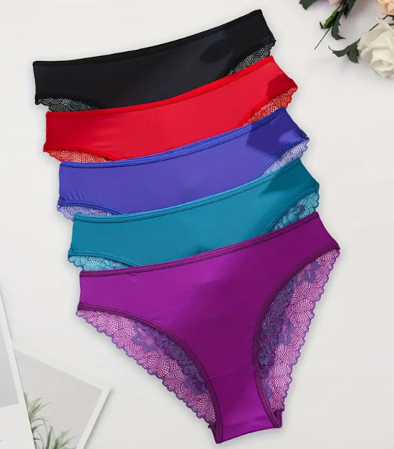 5 Pack Nylon & Lace Hipster Cheeky Panty Hot Sexy Naughty Fun Flirty Size XL 🔥