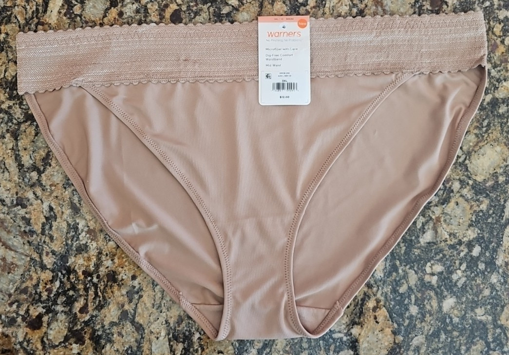 Women’s Warners BIKINI Panties MICROFIBER w/Lace No Pinch No Problem 4-PK 10 3XL
