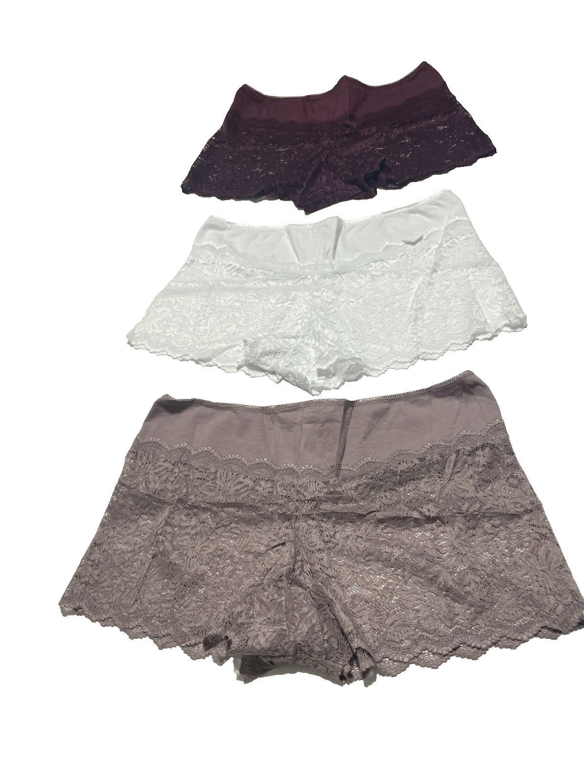New-All of She breathable lace Boy Shorts size L -5-pk- stretch cotton waistband