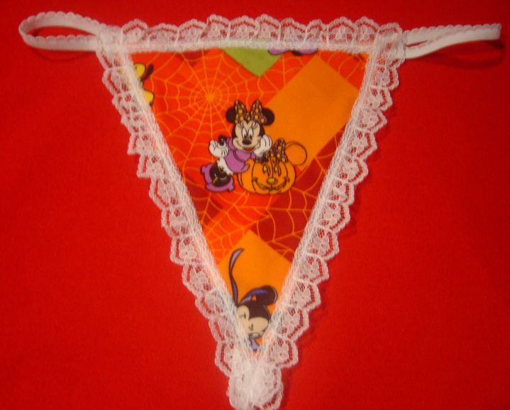 Womens Orange MINNIE MOUSE Halloween Disney Costume String Thong Underwear