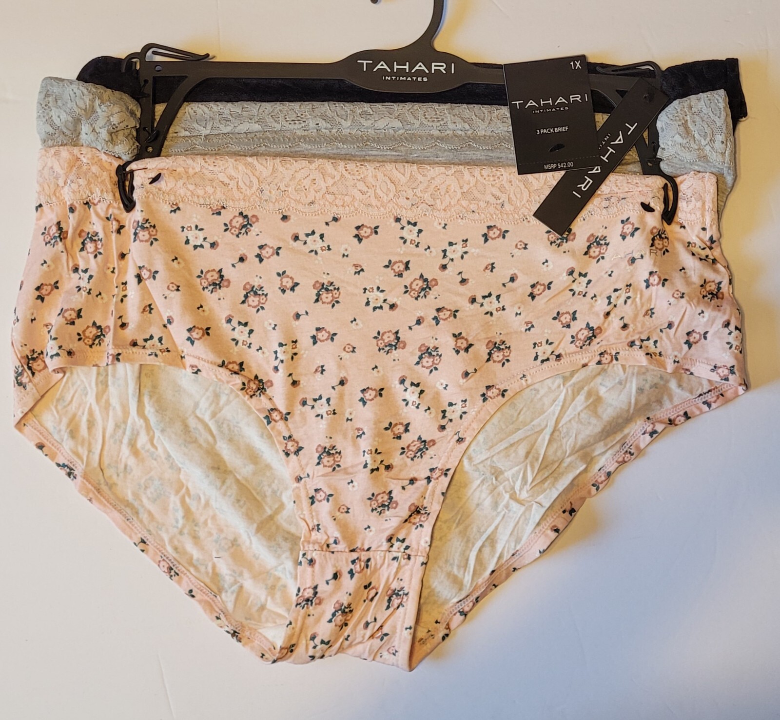 Tahari Brief, Tahari 3 Pack Brief, Tahari Plus Size Lace Brief, 1X, 2X, 3X