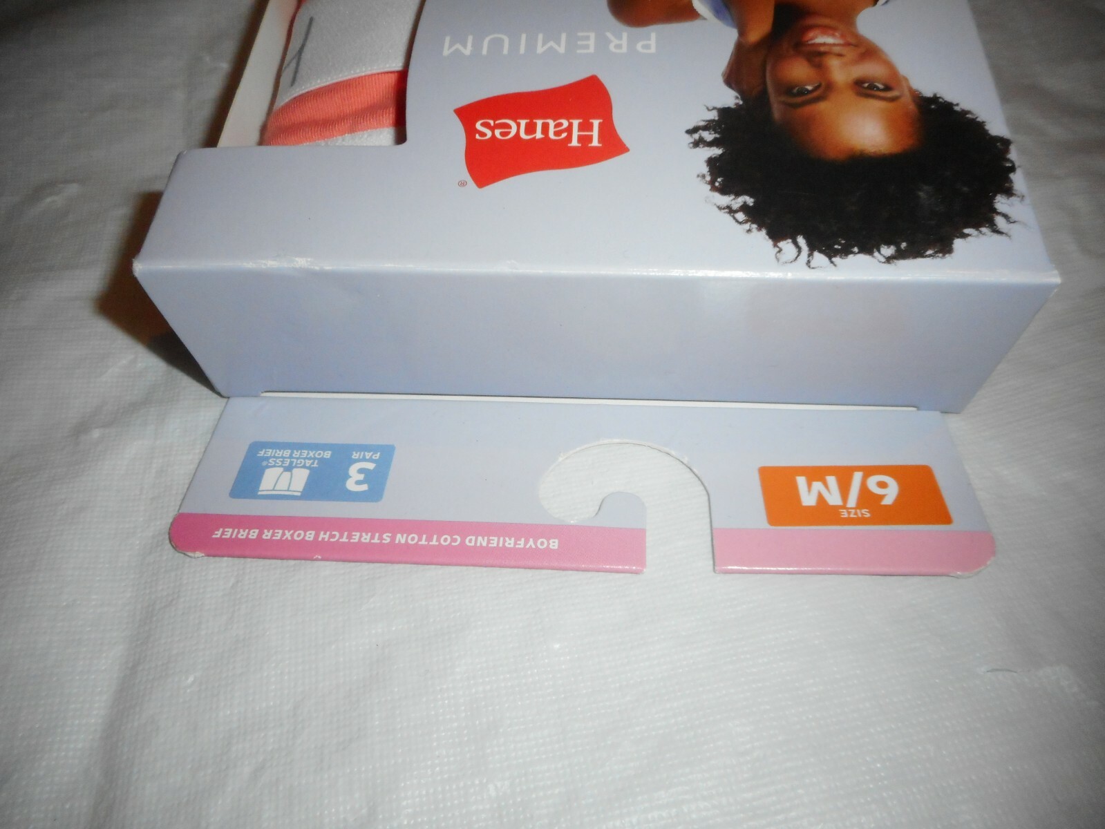N/W/B 3 PK Hanes Women Orange/White/Gray Premiun Boxer Panty SIZE 6M