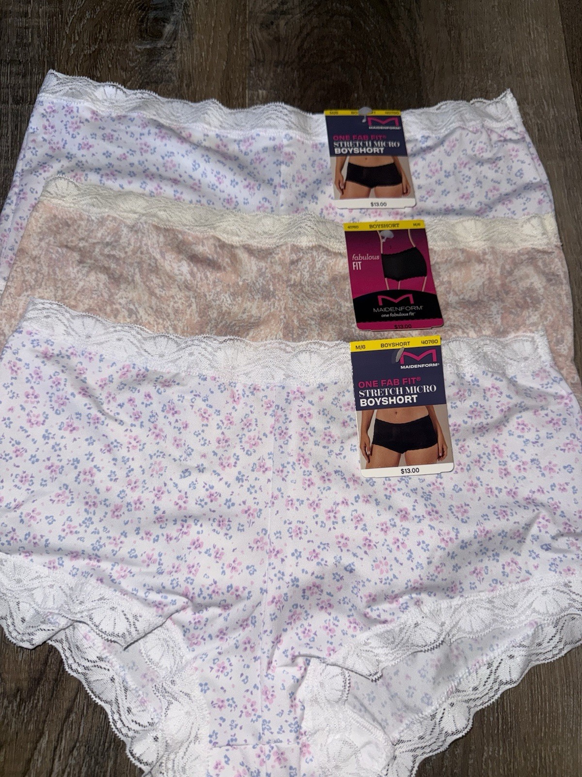 Maidenform 3-Pair Women’s Boyshort Underwear Polyester Blend Stretch (A) ~ M