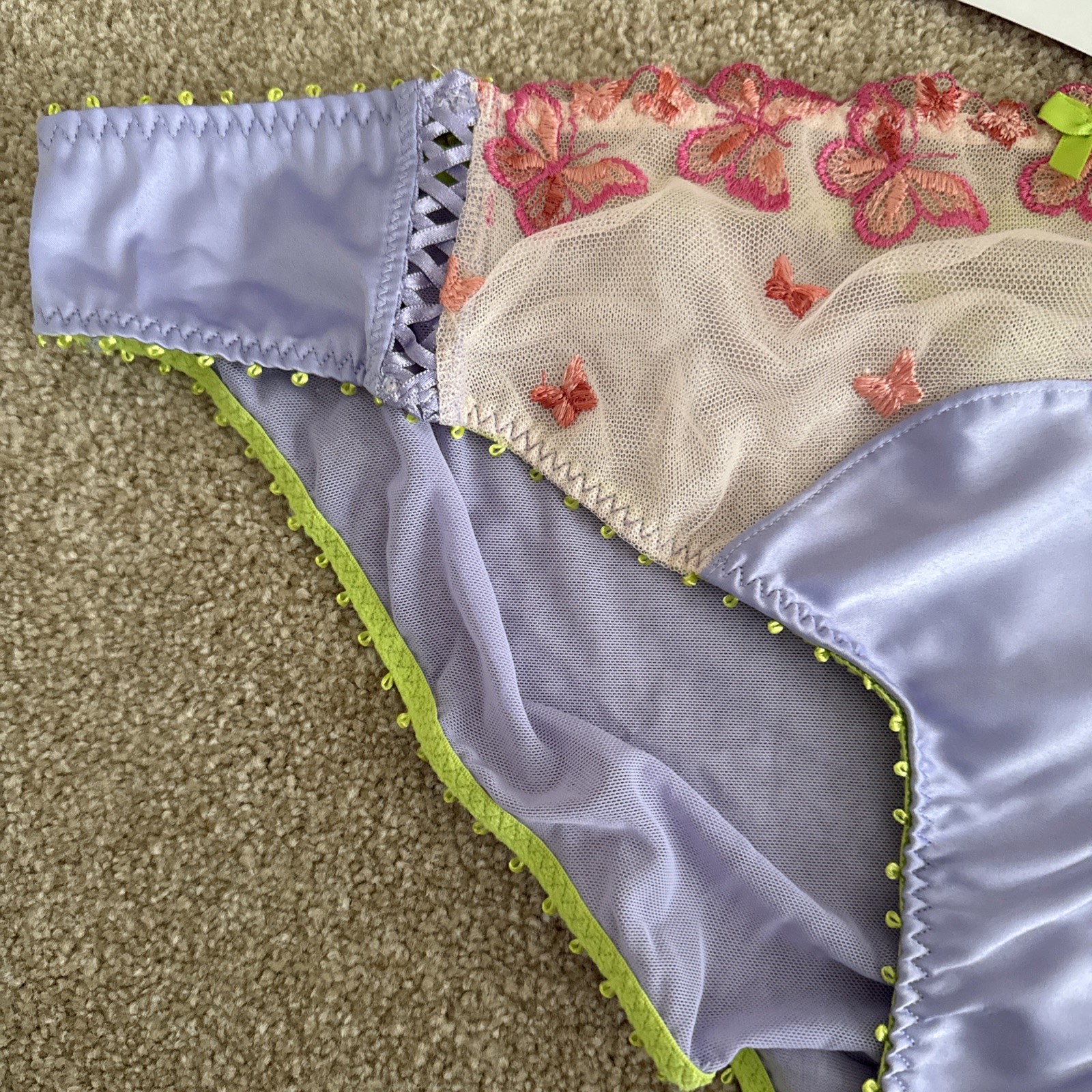 M&S Size 20 Boutique Aurelia Butterfly Mesh Satin Bikini Knickers Pink Mix