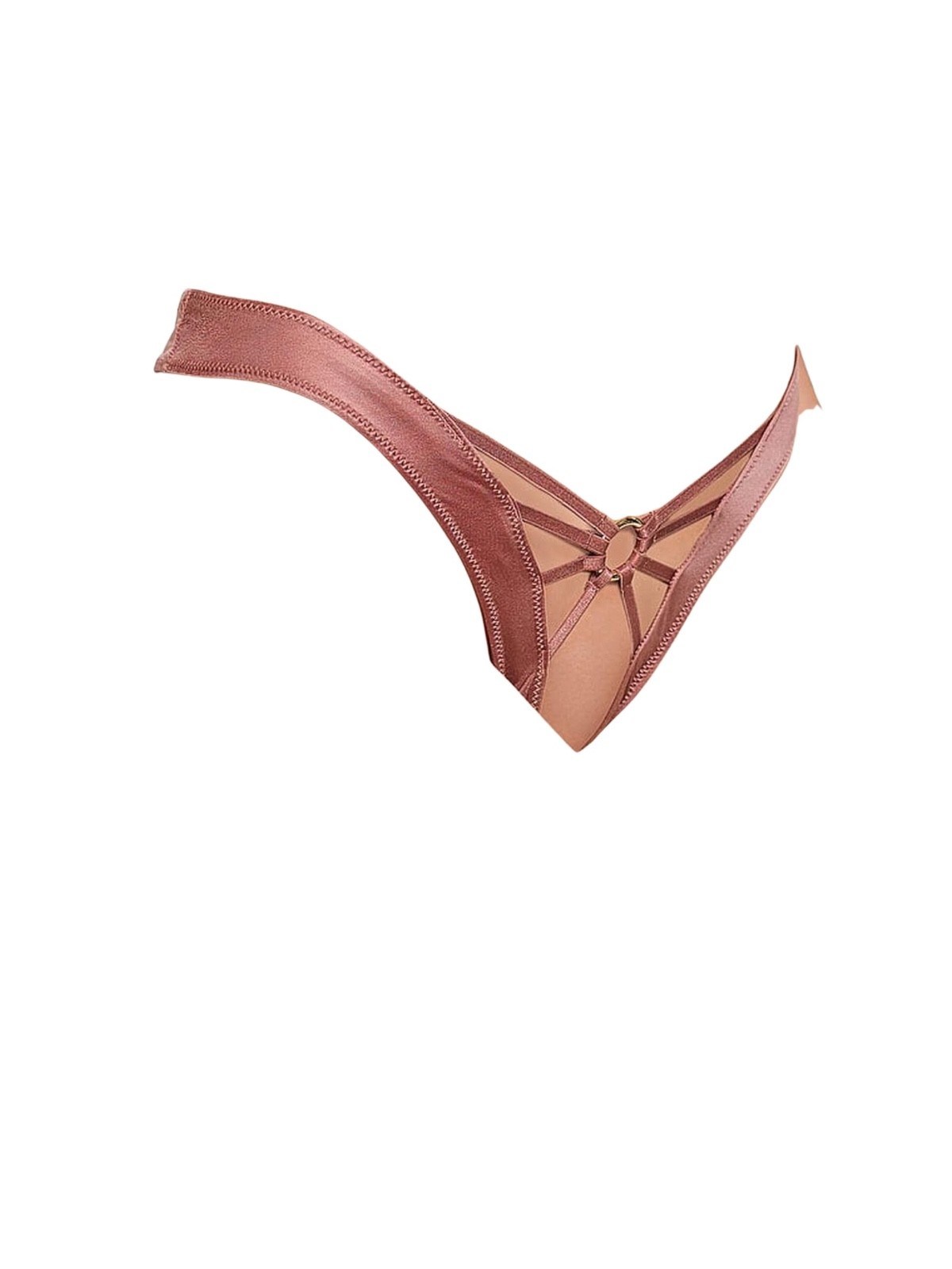 Victoria’s Secret Womens V-String Panty Gold Ring Detail Smooth Vintage Rose NWT