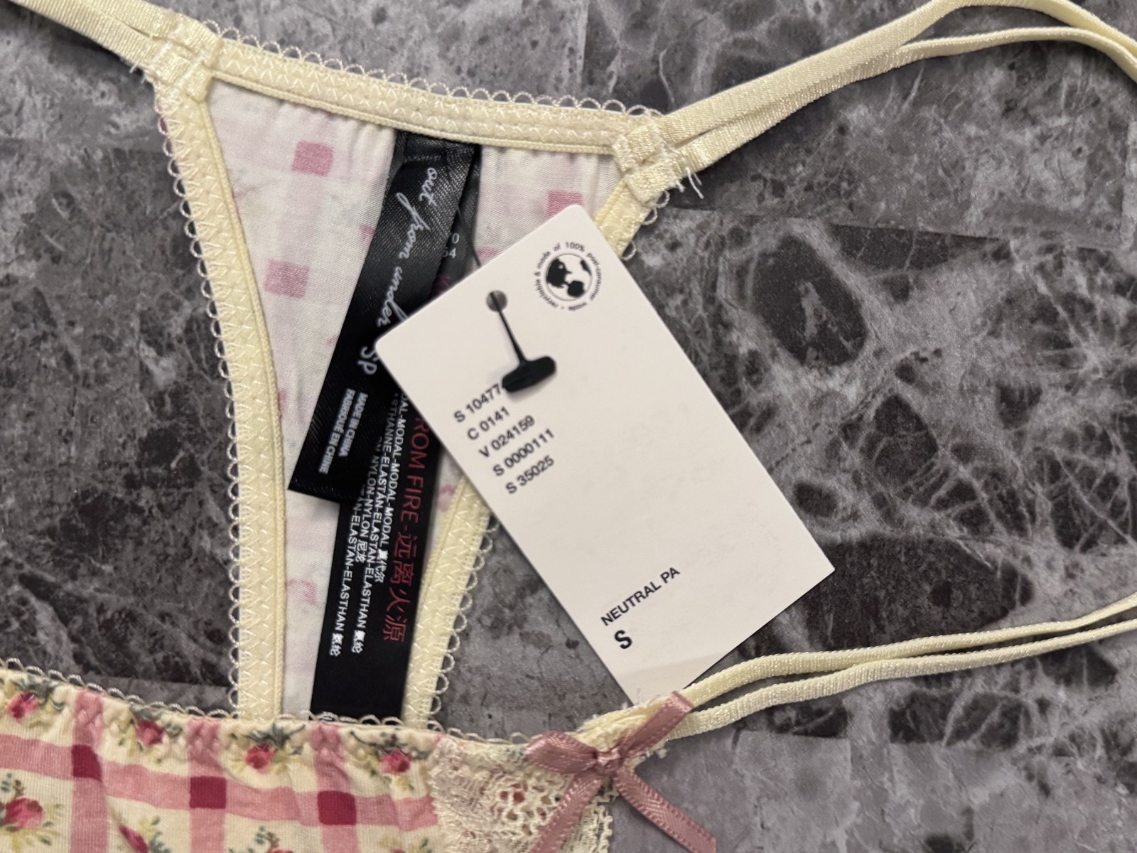 NWT URBAN OUTFITTERS OUT FROM UNDER S GINGHAM FLORAL LACE STRAPPY THONG PANTIES