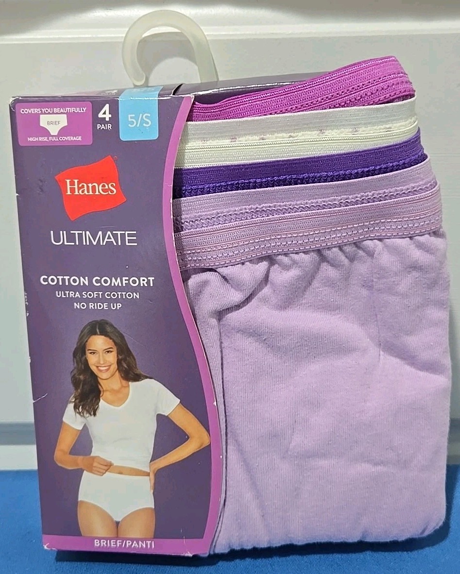 NWT Hanes Brief Panties 4 Pair High Rise Full Cover No Ride Up – Sz. 5/S