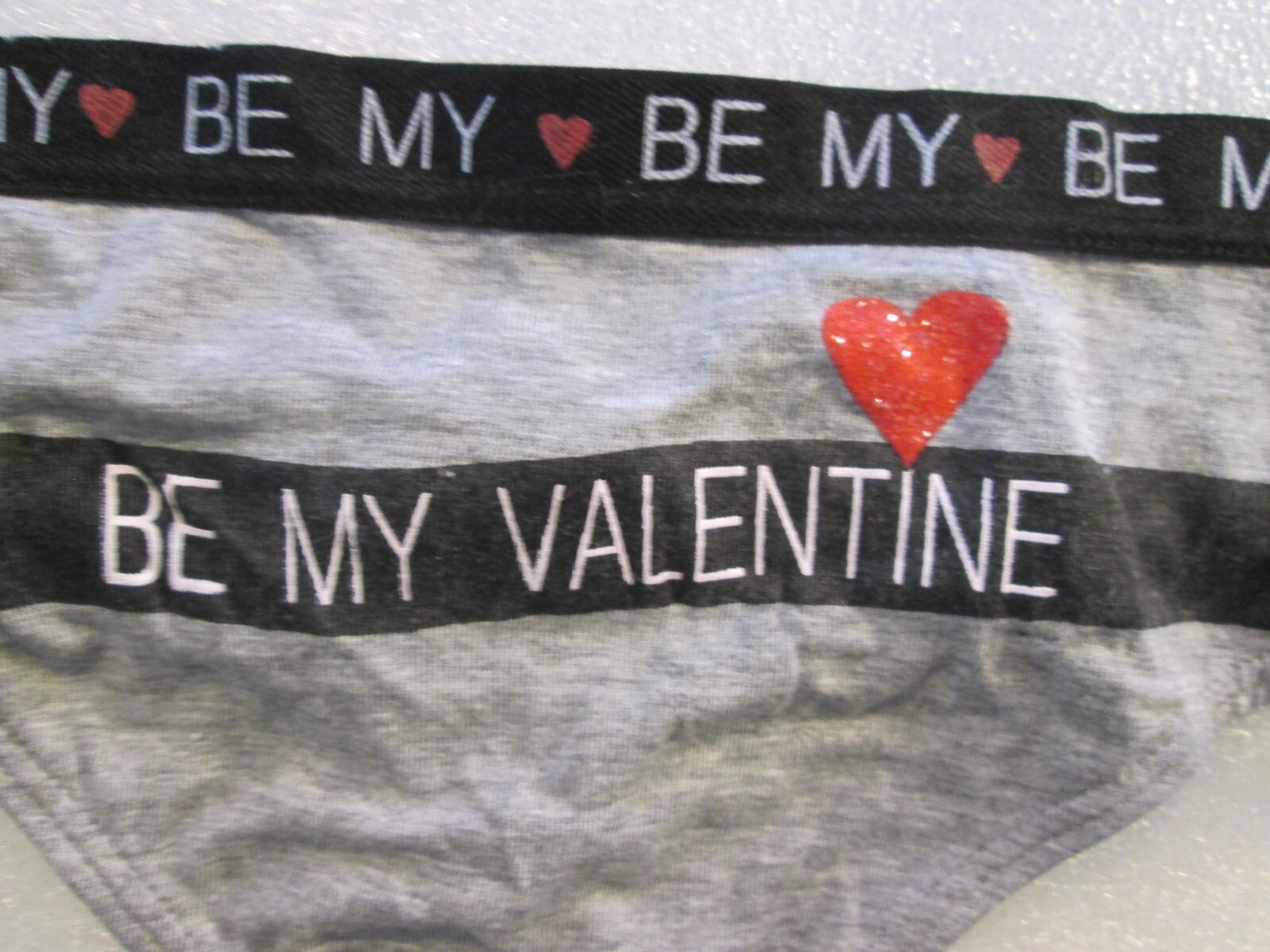 New 4 Ladies Thongs Cotton Panties💚Size XL💚Be My Valentine, Black, Blue,Gray💚