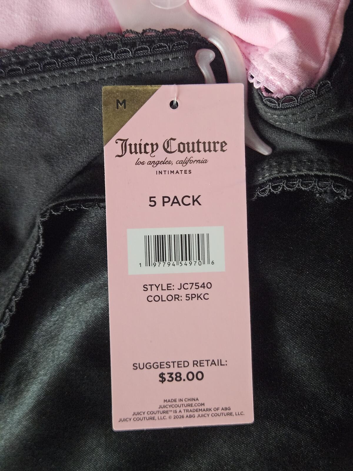 Juicy Couture 5 Pack Butterfly Rhinestone Thong Set Pastel Size Medium NWT E/26