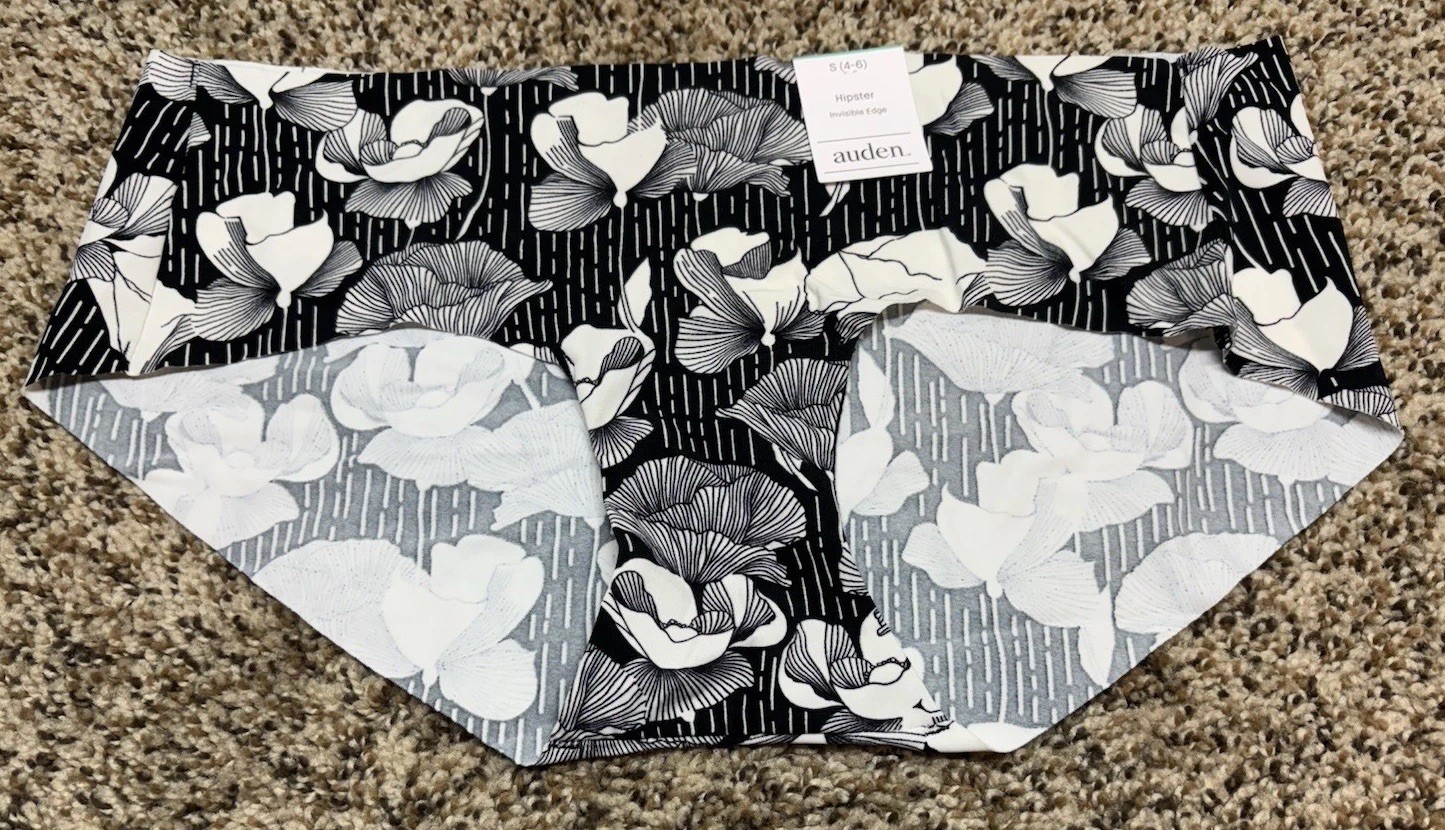 Auden Black/Multi-Color Invisible Edge Hipster Panty. Size: S (4-6).