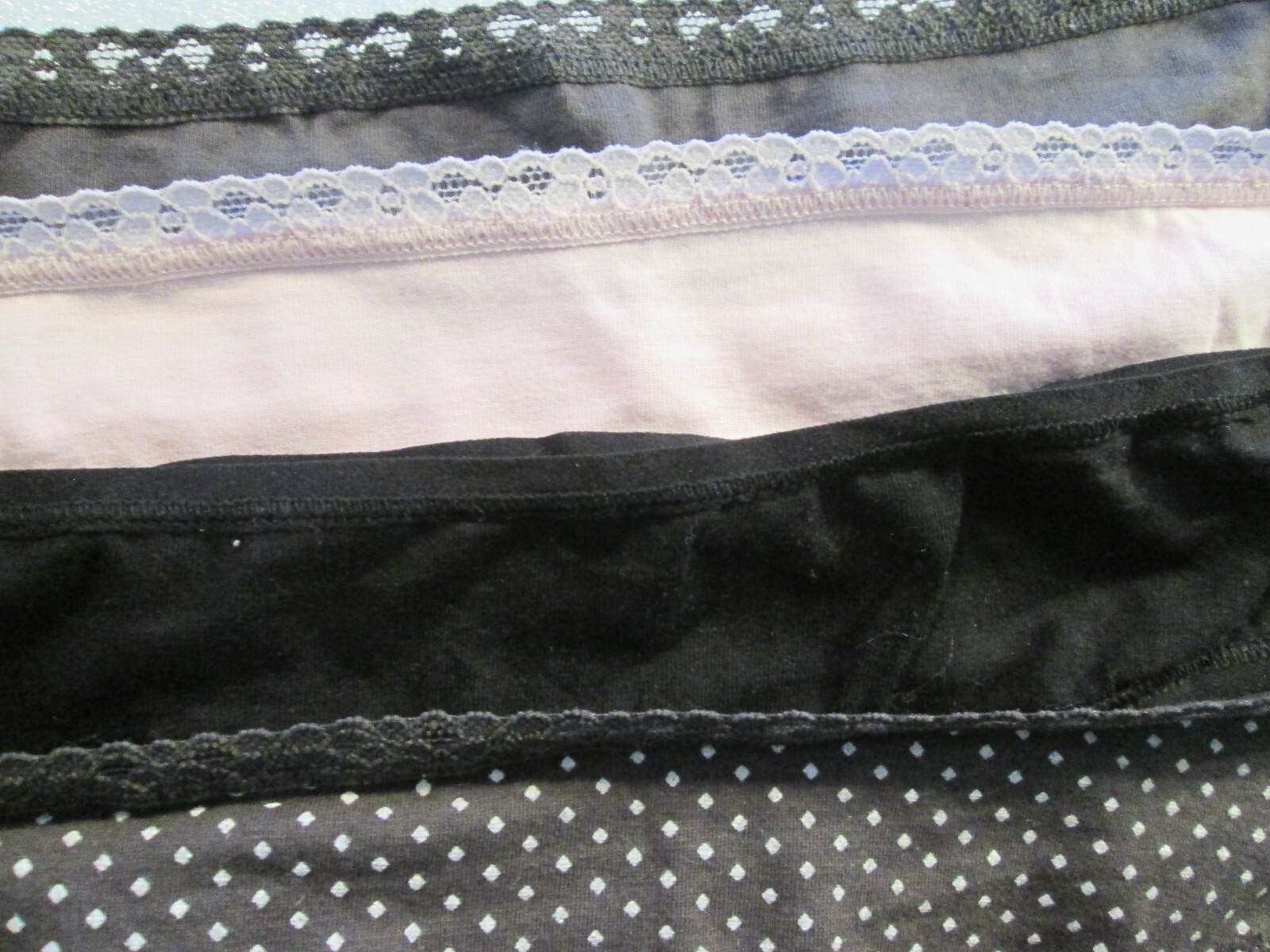 New 4 Ladies Thongs Cotton Panties💚Size XL💚Pink, Gray Dot, Black, Gray💚