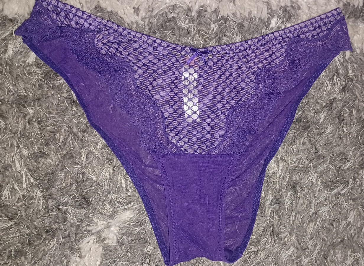 Adore Me/VS Lace & Mesh Brazilian Panty NEW Large Purple