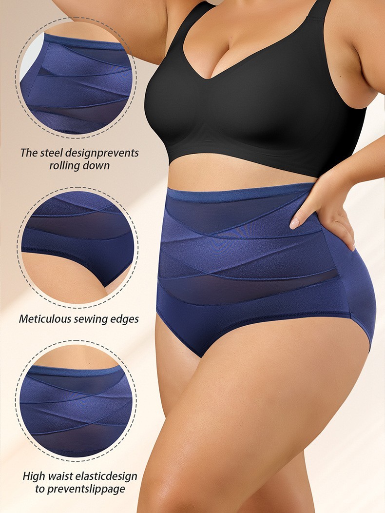 Plus Size High Waist Milk Silk Bikini Panties – Tummy Control Butt Lift 1XL-5XL