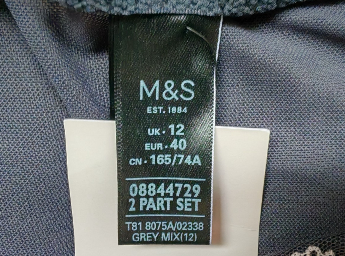 M&S Limited Grey & White Brazilian Knickers Size 12