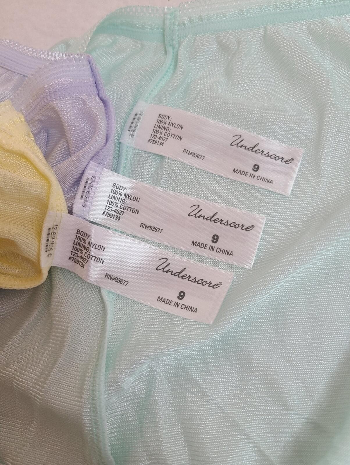 VTG Underscore 3pk Silky Nylon Classic Full Cut Brief Panties Size XXL Pastel