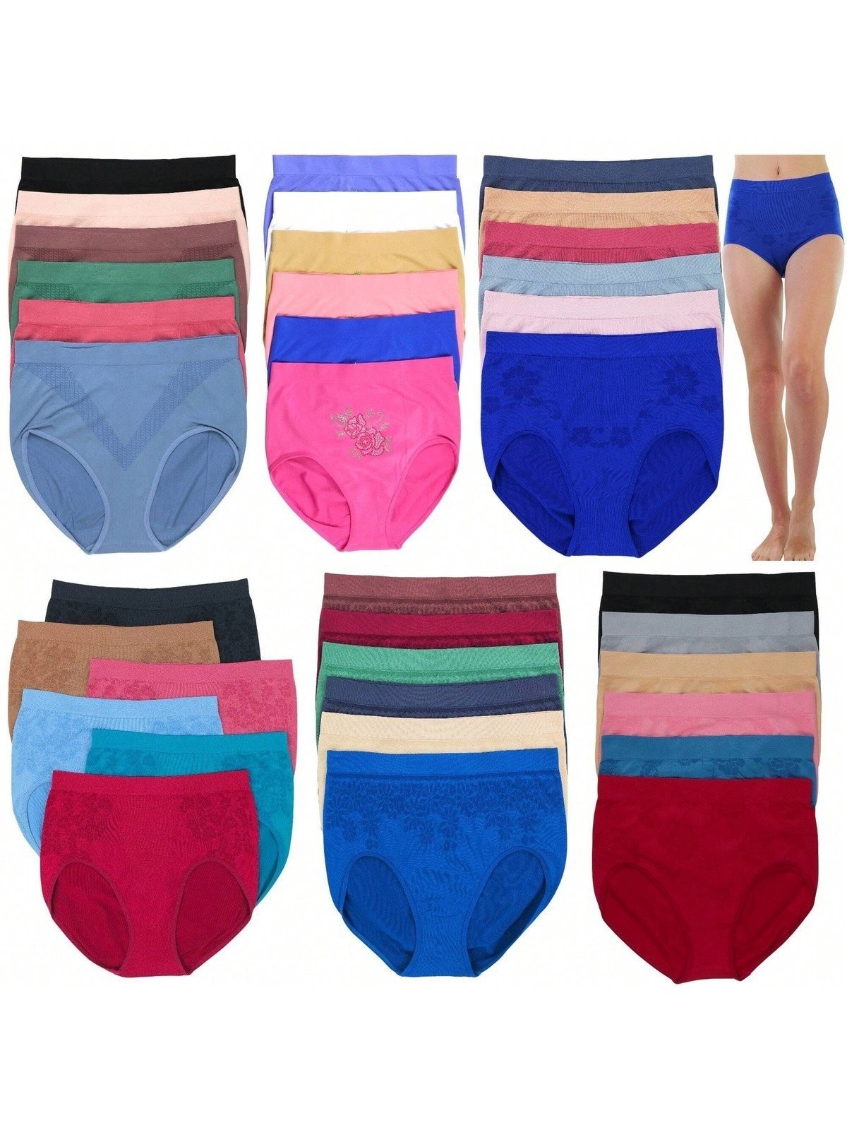 ToBeInStyle Women’s Multi-Pack Of Randomly Assorted Seamless Briefs