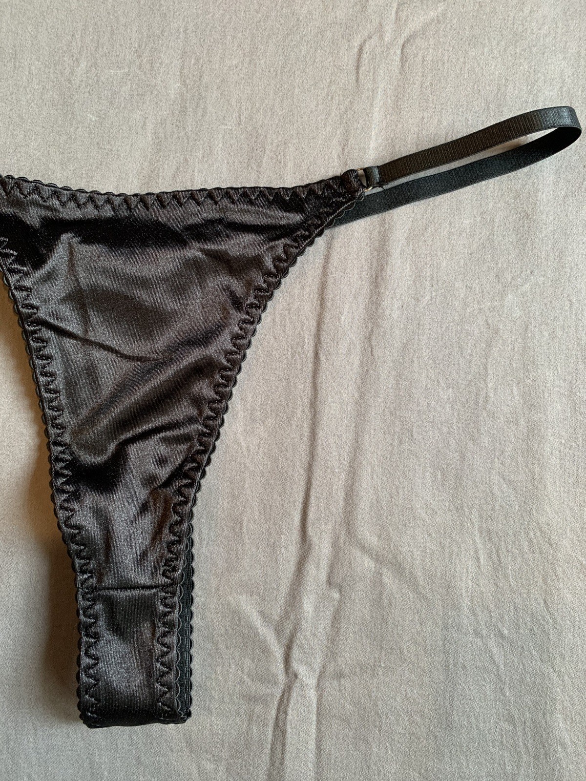 New Sexy Black Satin Thong Panties Solid XL String
