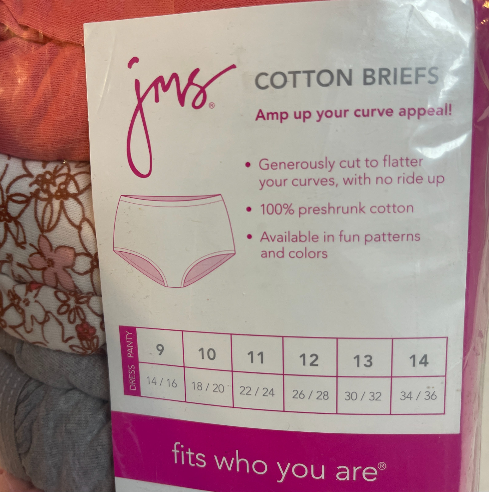 Just My Size Cotton Briefs Panties Plus Size 14 5 Pairs Hi Cut No Ride Up Coral