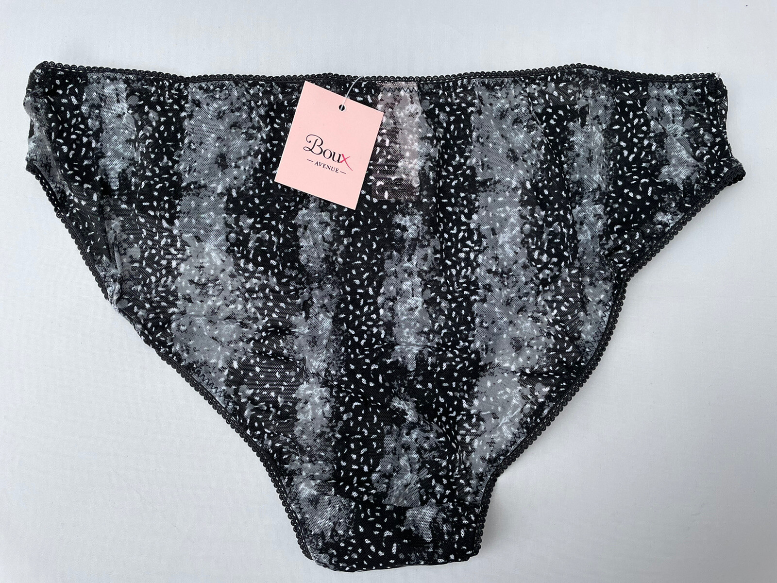 BOUX AVENUE Underwear Size 8 Black Grey Abstract Spot Mesh Briefs Knickers