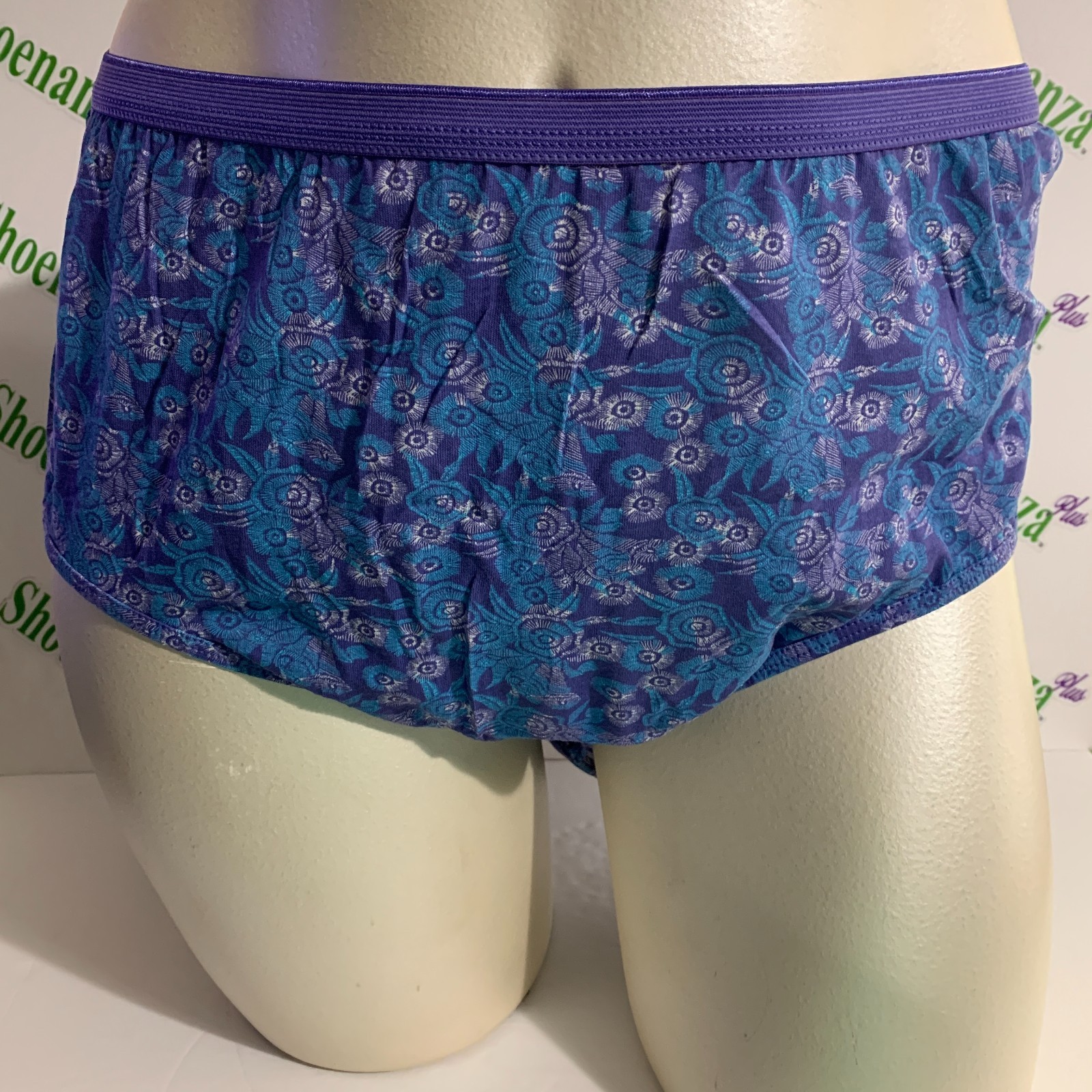 Just My Size Brief Panties Underwear Cotton Floral JMS Blue Purple Plus 14