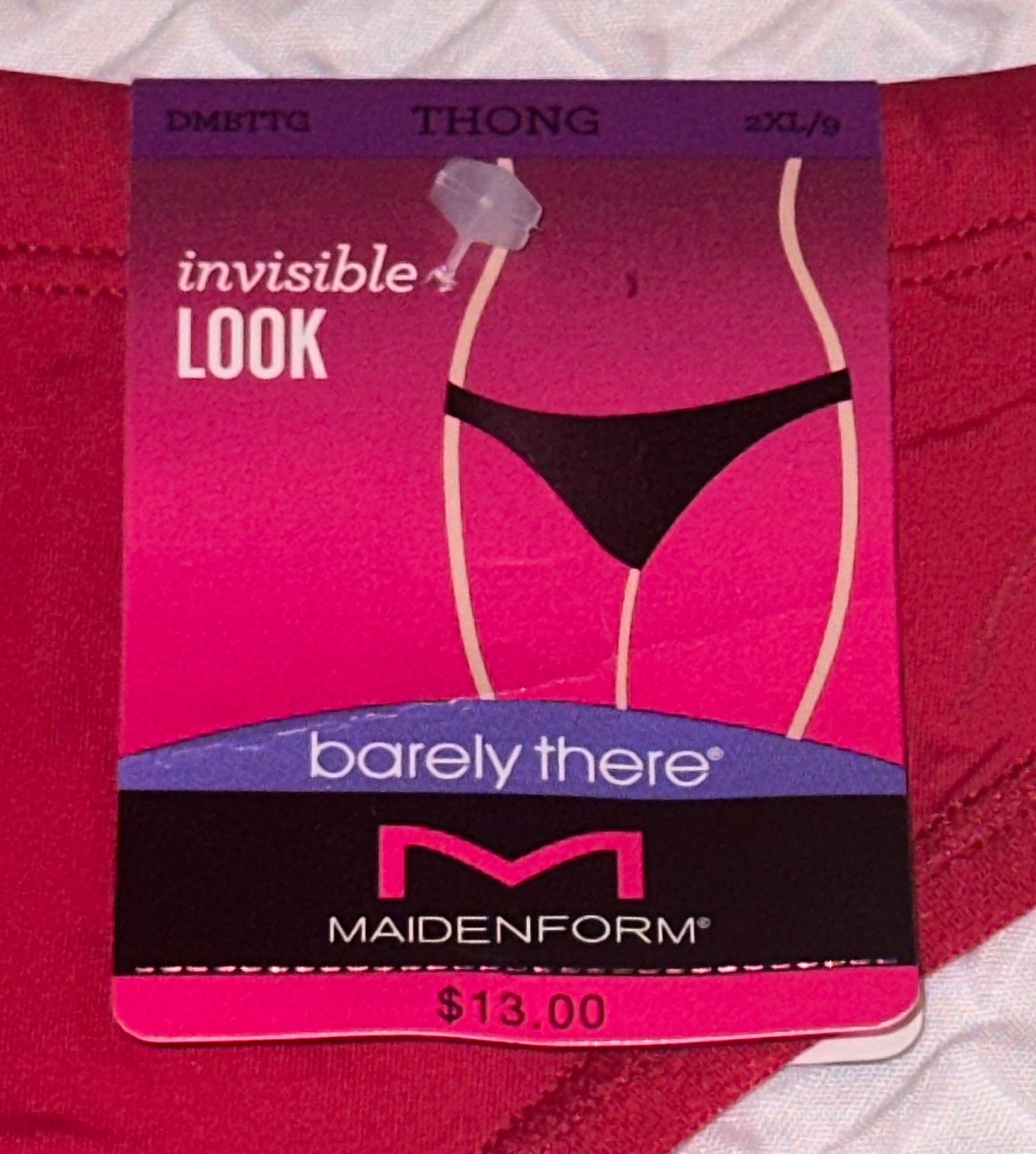 MAIDENFORM Barely There Invisible Look Camera Red Thong Panty Womens Sz M 6