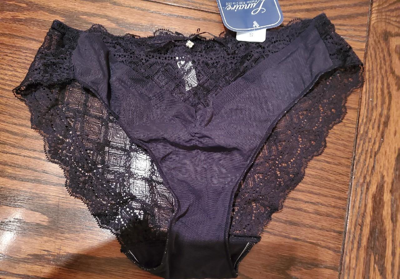 NWT LUNAIRE COUTURE LACE BACK HIPSTER PANTIES ROUCH FRONT R/STONE 22232 BLACK S
