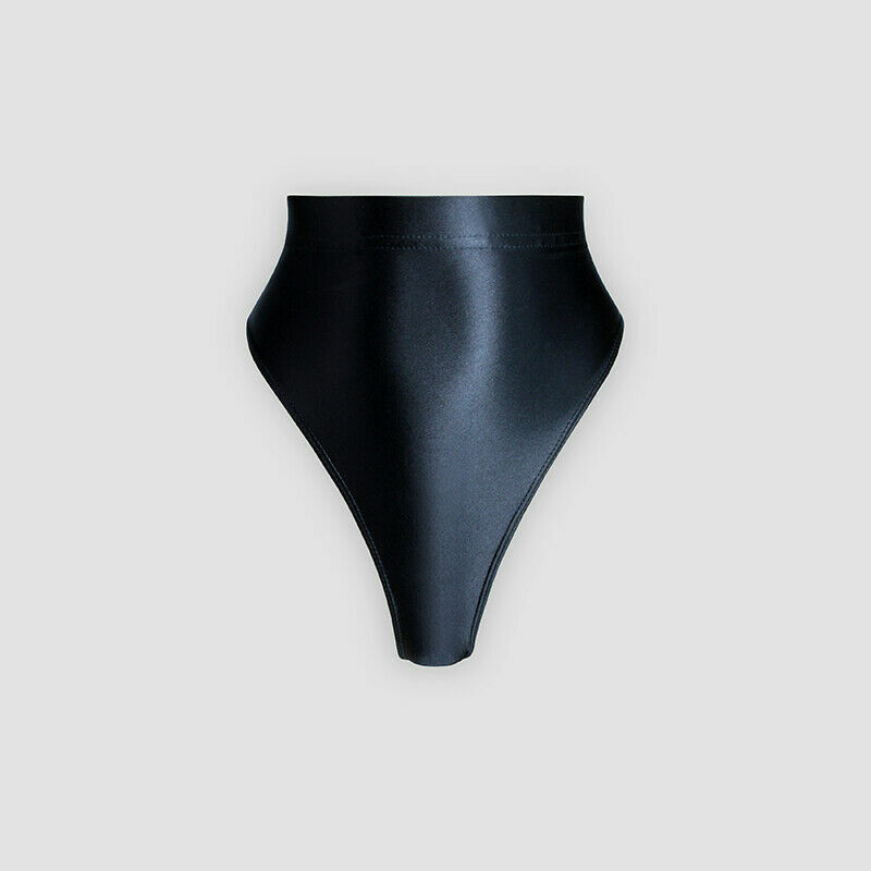 Women Sexy Shiny High-Waisted Panties Glossy Gymnastics Briefs Inner Outer Wear