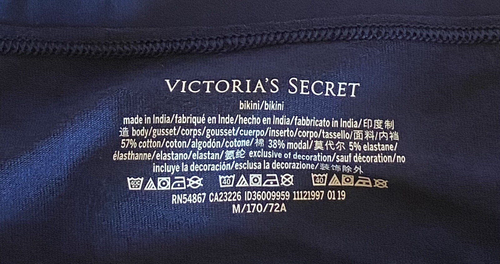 VICTORIA’S SECRET Size M 2019 3pk Bikini Striped & Solid Logo Band Panties