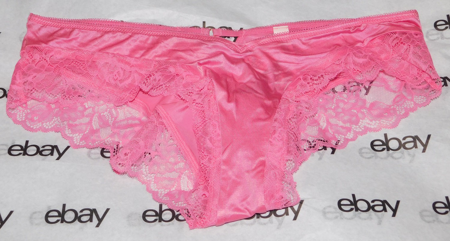 NEW Victoria’s Secret Very Sexy Cheeky Panty Pink Satin Lace XL Rose Garden VS