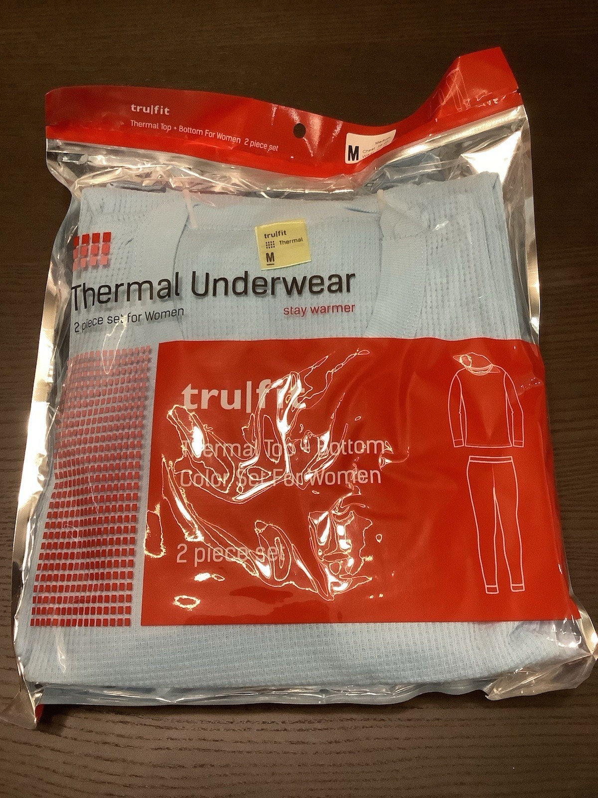 tru|fit Women’s 2-Piece Thermal Underwear Set – Medium – Light Blue – Long Johns