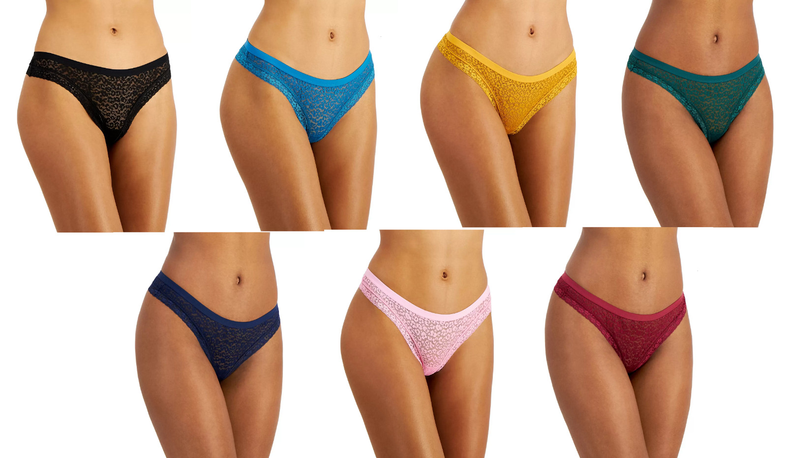 Jenni Intimates Women’s Leopard and Floral Pattern Lace Thong, Assorted Colors