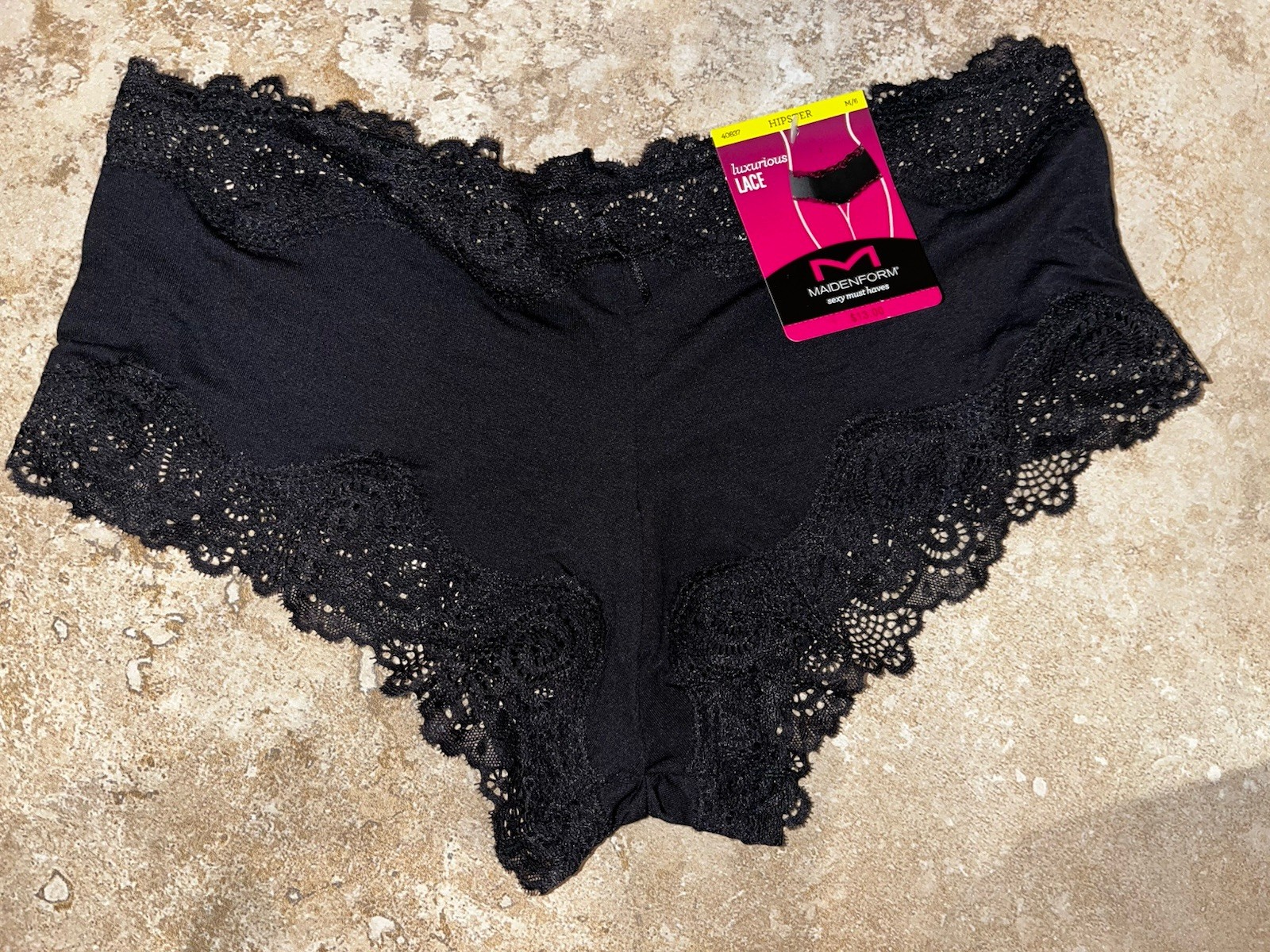 NWT Maidenform Black Sexy Must Haves Luxurious Lace Hipster Panty Medium 6