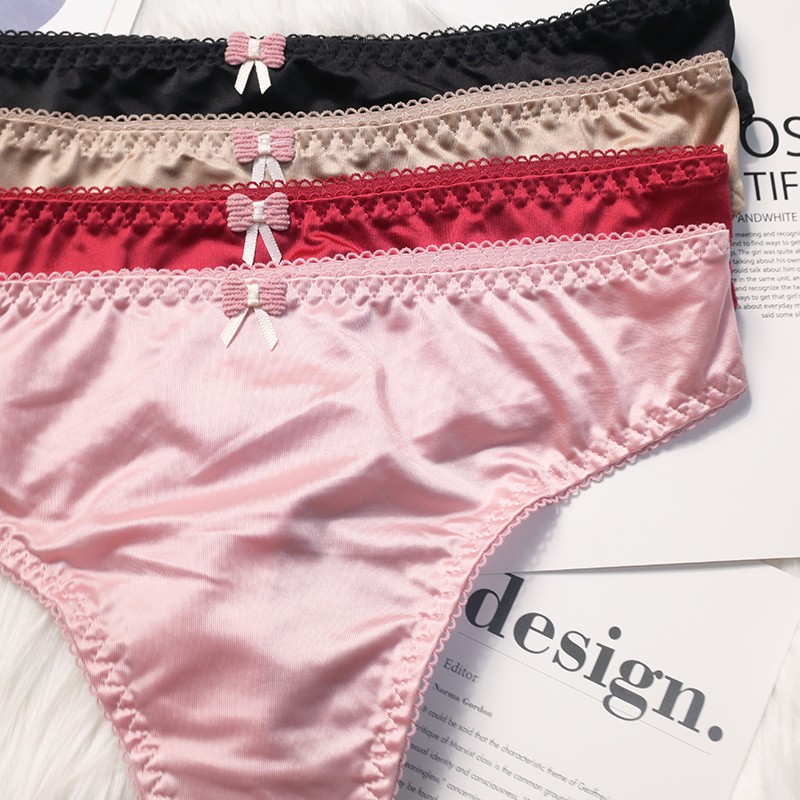Pack Of 4 Sexy Ladies Womens Silky Satin Panties Underwear Bikini Brief Lingerie