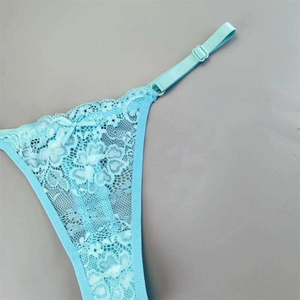 Women’s 3 Pack Lace T-Back Thong Panties Low Rise Soft Comfort Adjustable